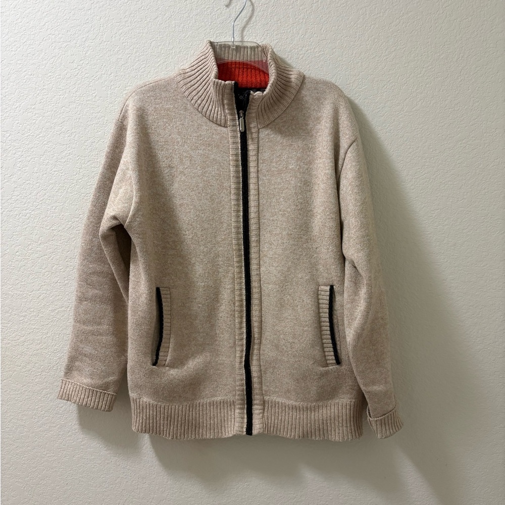 Yeokou full zip cardigan sweater fleece lining cashmere wool blend size M PO